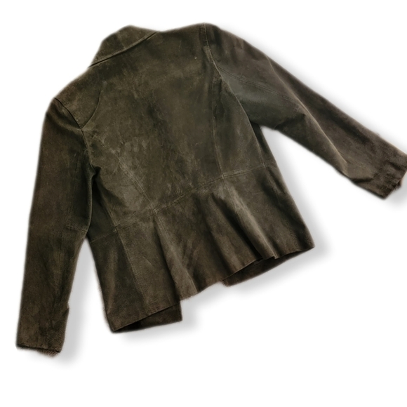 Women’s vintage suede leather Jacket Caslon size Petite Small Dark Brown - Picture 2 of 12